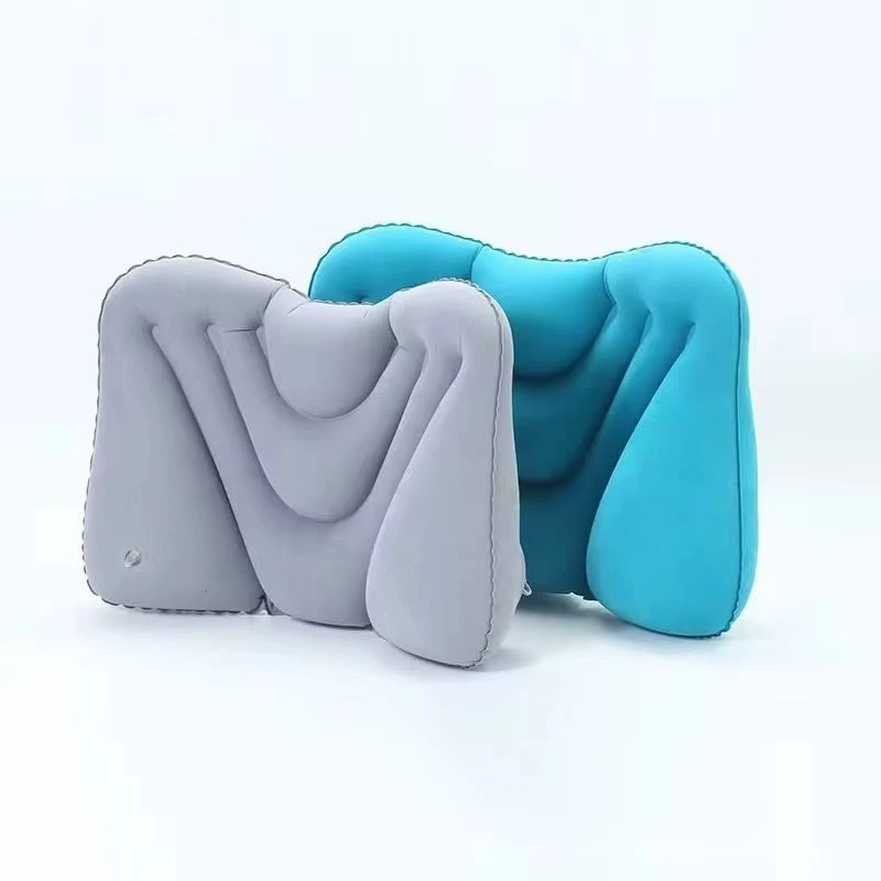 Button Back Pillow ( Blue / Grey )