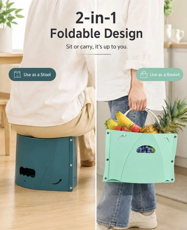 Stool with Storage Bag ( green / blue )