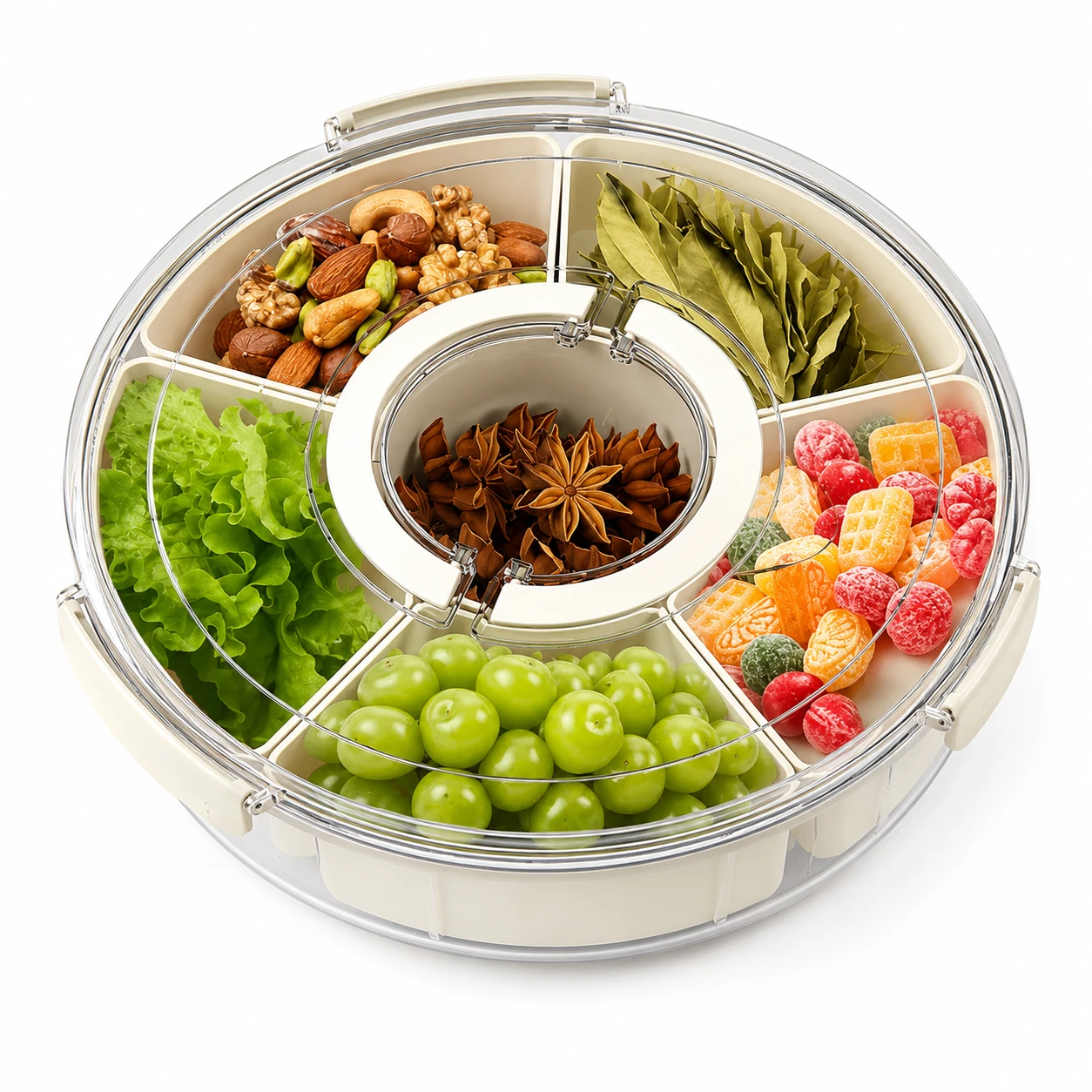 6 Compartment Snacks Box Round