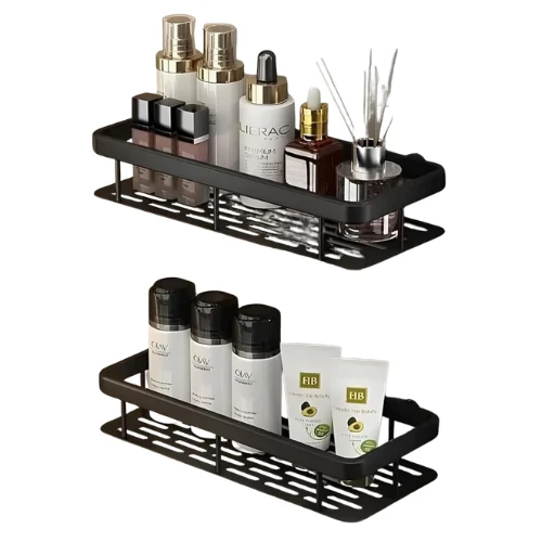 Drain Bathroom Shelve Black - Plastic ( 2pcs combo )