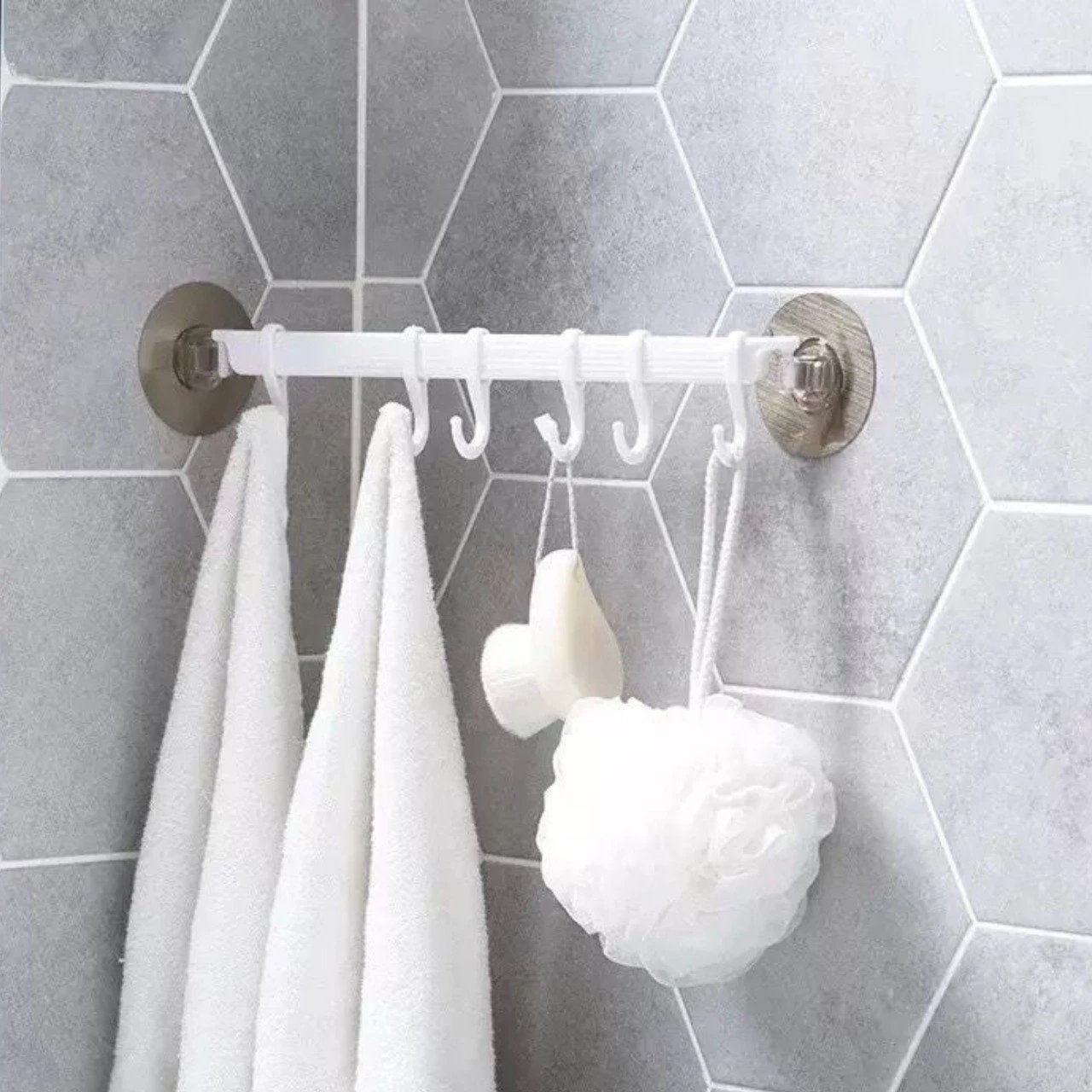 6 hanging bathroom hook (gray & white )